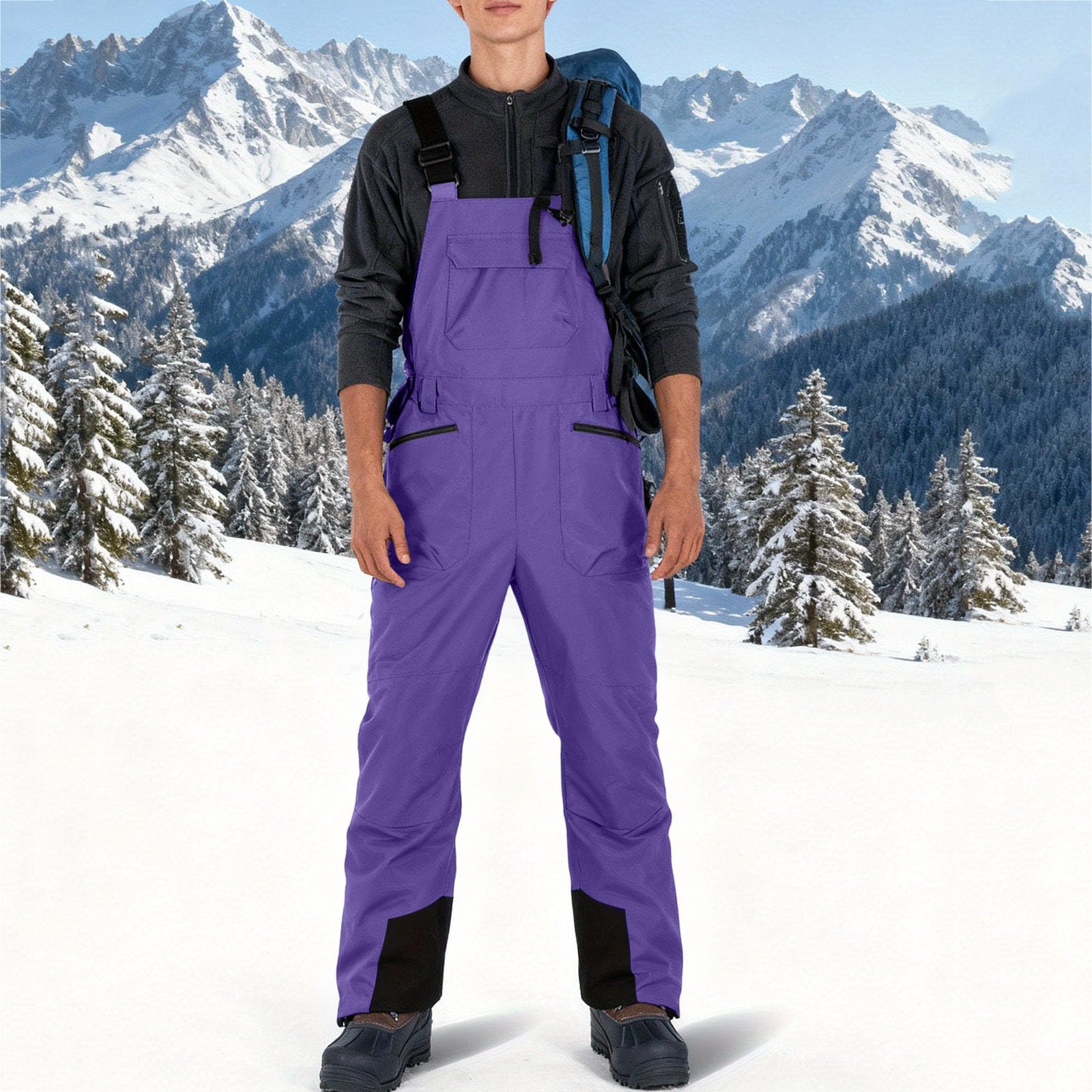 Pantalon de Neige Homme Barboteuse Imperméable Coupe-Vent Lsolation Thermique Salopettes avec Bretelles Réglables Pantalons Hiver Chaud Barboteuses pour Ski et Les Sports de Plein Air