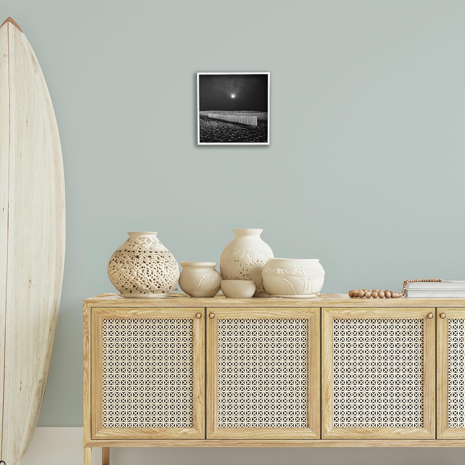 Stupell Industries Beach Fence at Night Framed Giclee Art Design by Chip Forelli