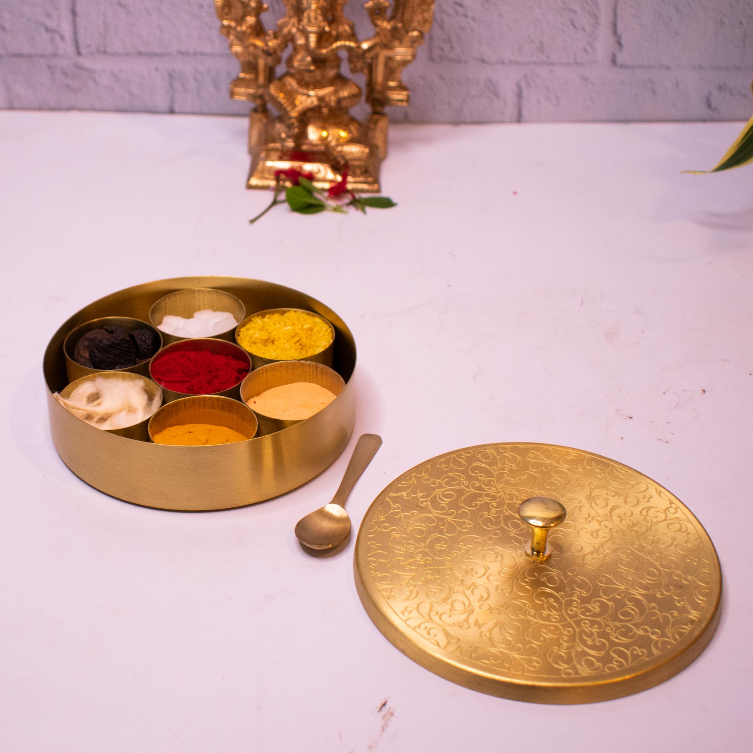 Handcrafted Brass Pooja Box - Vintage Storage -2