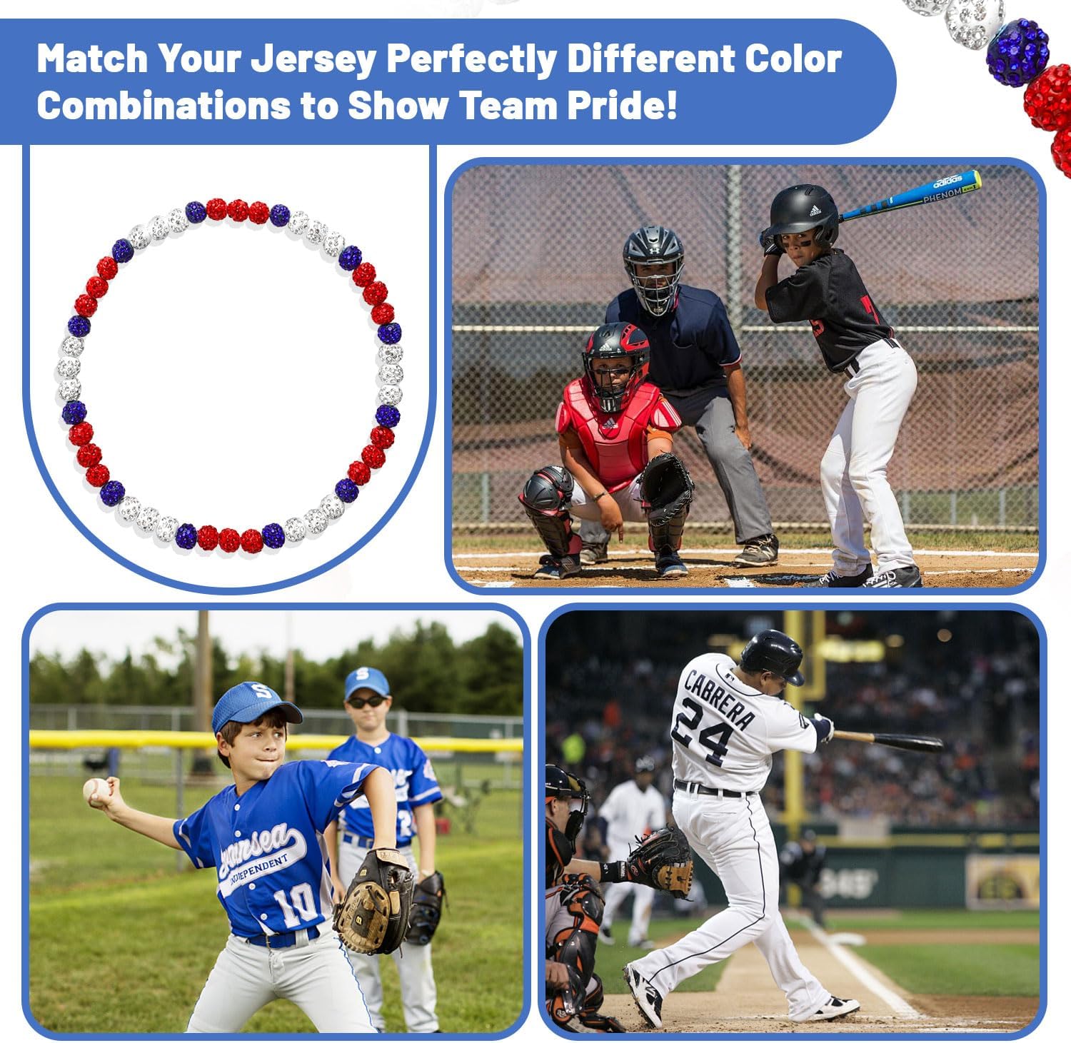 Baseball Beaded Chain Necklace for Men Women,Ice Collection Necklace Diamond Rhinestone Bling Inspired Sports Jewelry 18 inches,Baseball Dirp Accessories gift for team lovers Baseballer Inspired - Image 2