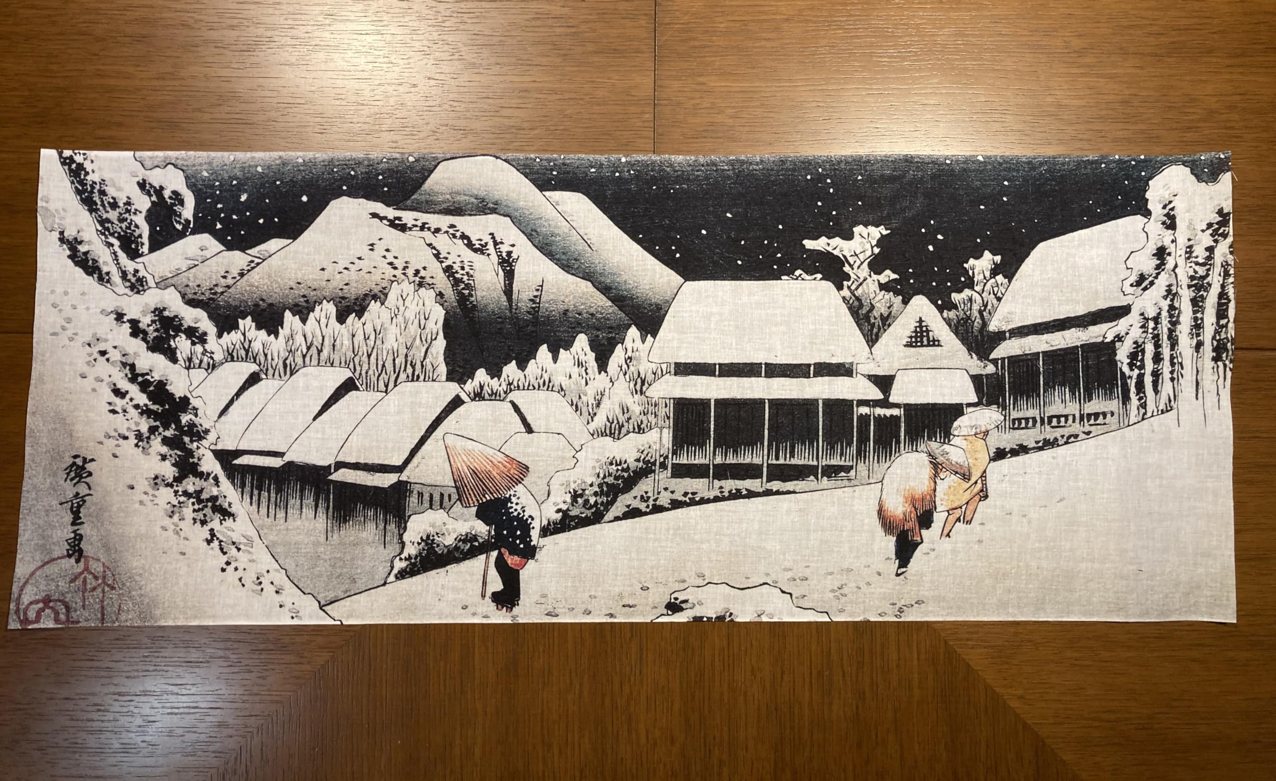 Amazon｜歌川広重 蒲原 夜之雪 古今東西 浮世絵 手ぬぐい サイズ 約