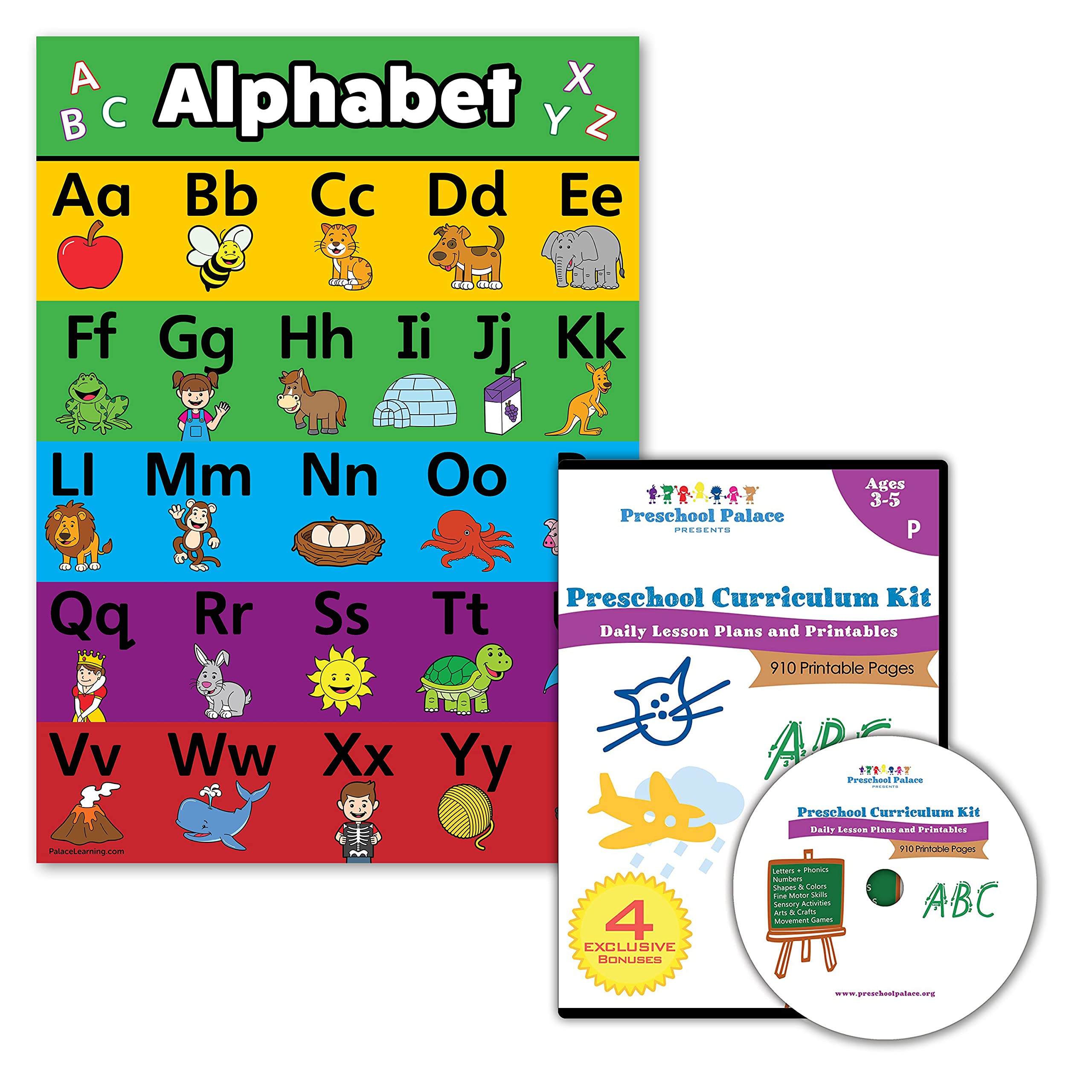 Buy 2 Pack Preschool Curriculum Kit on CD & ABC Alphabet Chart