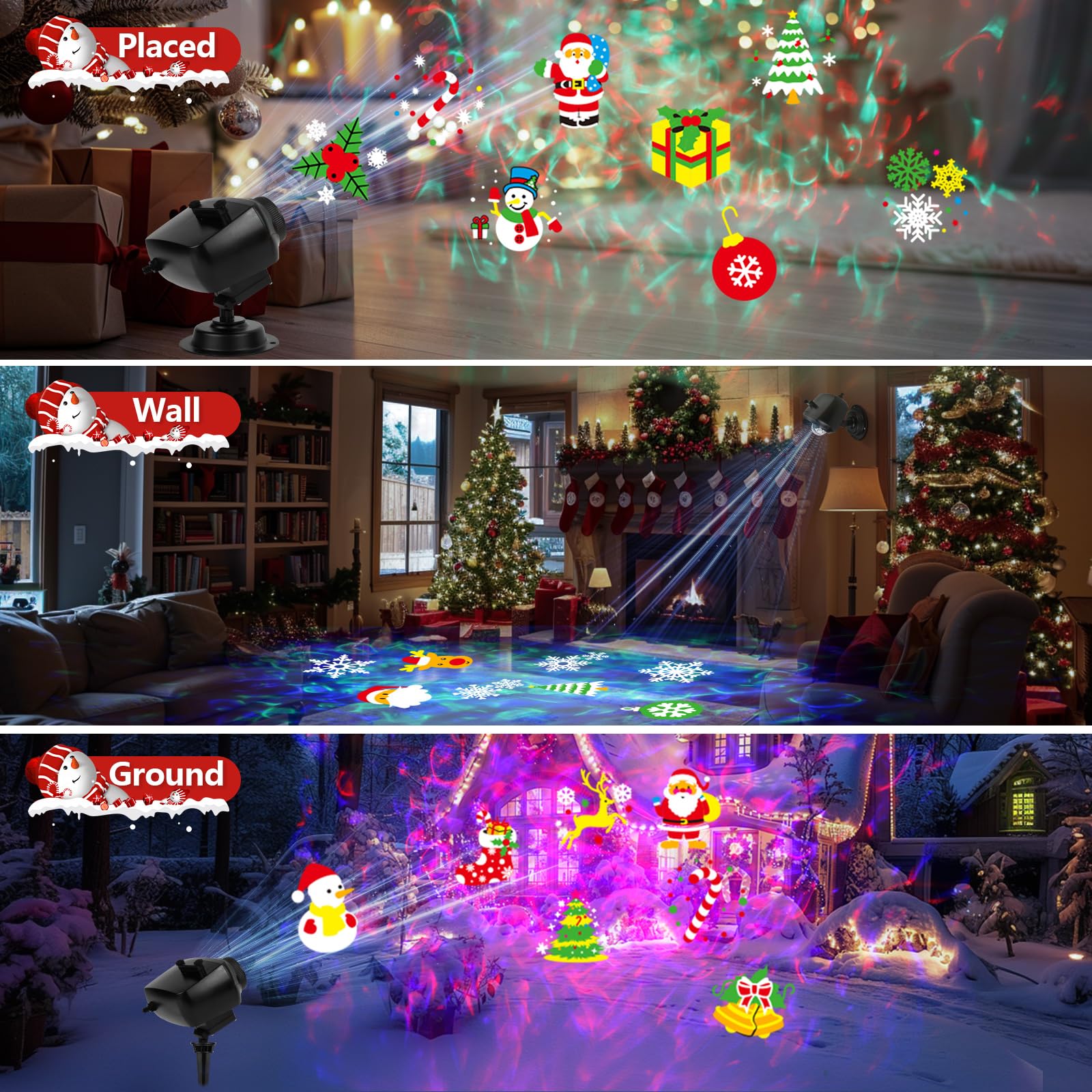 Diealles Shine Proyector Navidad Halloween, Proyector Luces Navidad Exterior y Interior, LED Proyector Copos de Nieve Lámpara de Proyección Navidad con Control Remoto