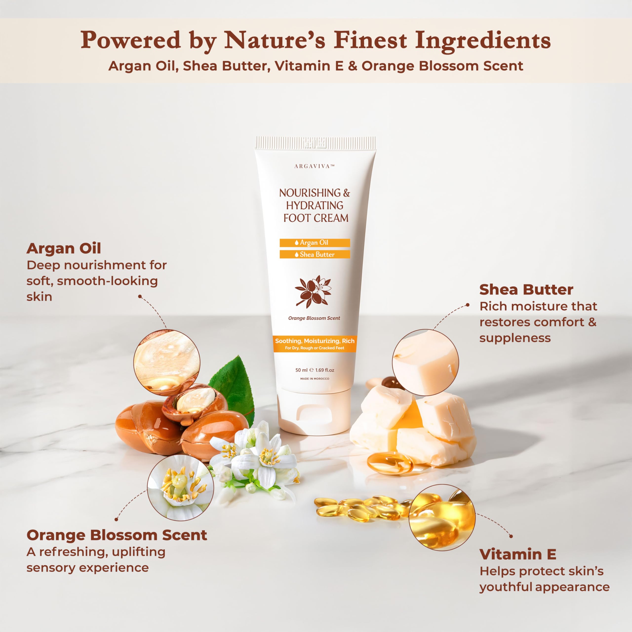 Foot Cream for Dry Cracked Heels and Feet Moisturizer with Argan Oil, Shea Butter & Vitamin E – Hydrating Foot Lotion for Dry Cracked Feet for Women – Smooth, Fast-Absorbing, Non-Sticky Care