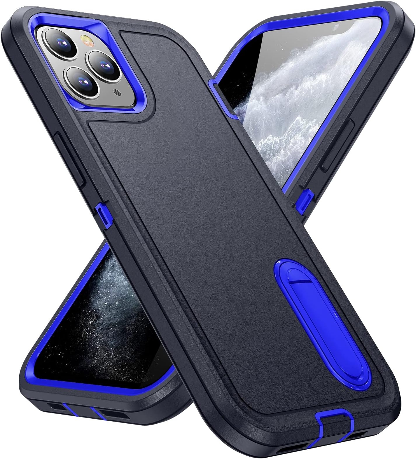 IDweel iPhone 11 Pro Max Case with Build-in Kickstand,Heavy Duty Protection Shockproof Anti-Scratch Rugged Protective Durable Case Hard Cover for iPhone 11 Pro Max 6.5 Inch,Navy Blue