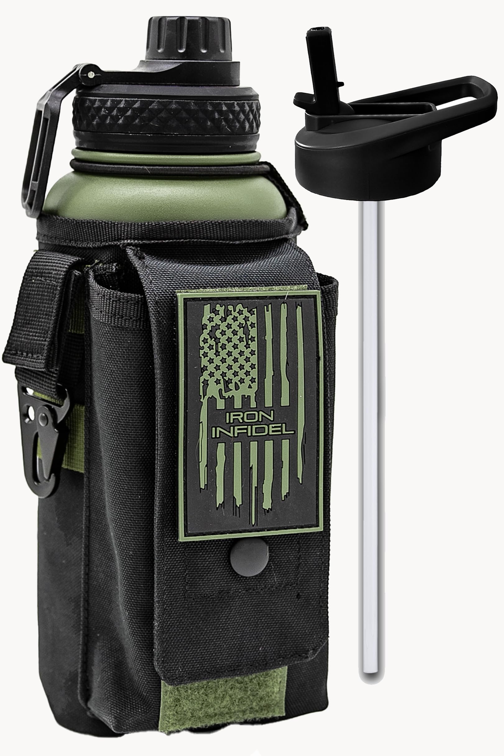 Iron Infidel The Original Battle Bottle - Half Gallon Insulated Water Bottle with Paracord Handle, Large 64 oz Stainless Steel Water Jug with Rugged, Removable Sleeve for Keys, Wallet & Phone