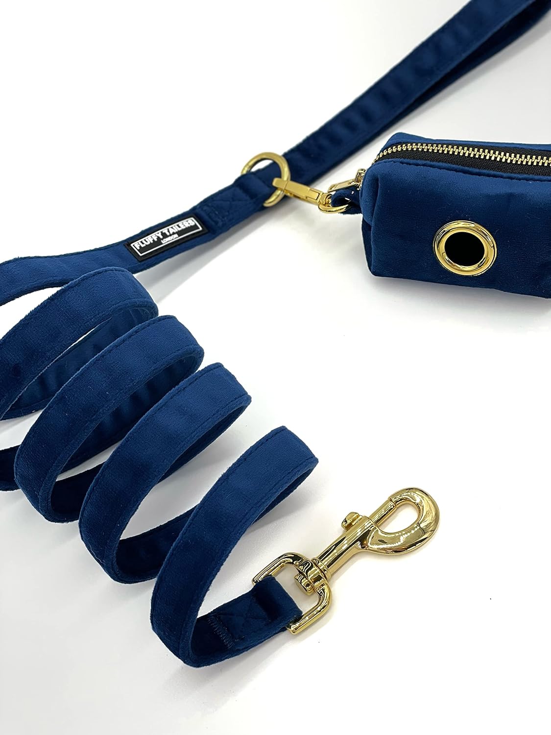 Fluffy Tailers Royal Blue Dog Collar and Harness Set including Dog Poop Bag Holder and Dog Bow Tie - Image 4