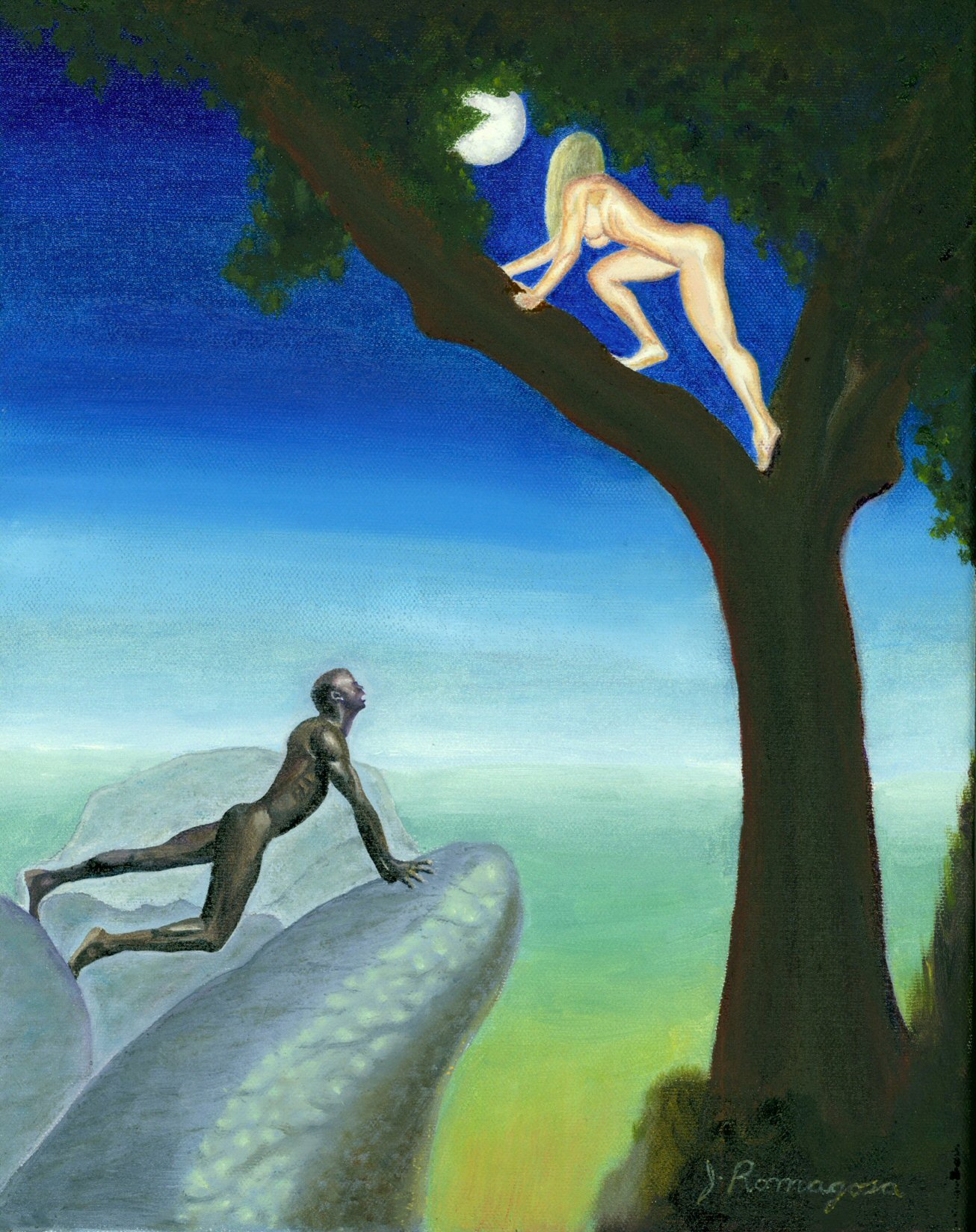 Romagosa Fine Arts Reproduction of Original Oil Painting on Canvas ' Lupo Et Felicia Reve ' 11" x 14"