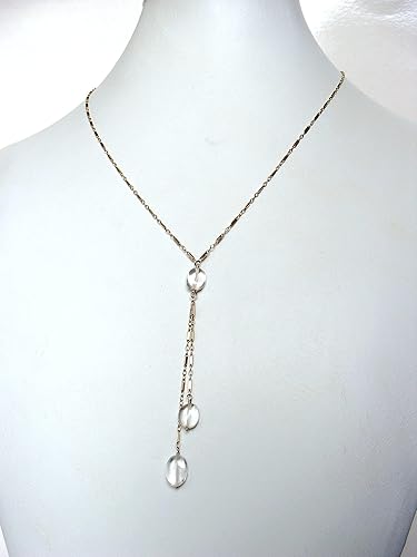 Miniatura 2 de Sexy lariat necklace, rock crystal quartz, slim minimalist style, décolletage necklace, adjustable length, handmade, Let Loose Jewelry