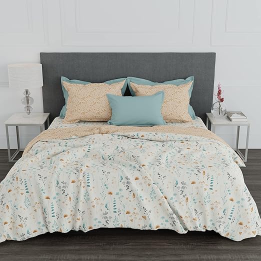 Trident King Size Reversible Comforter Blanket, 144 Thread Count, 100% Cotton Shell with 150 GSM Polyfill, Double Bed Comforter Blanket, Everyday Collection-Salmon Beige
