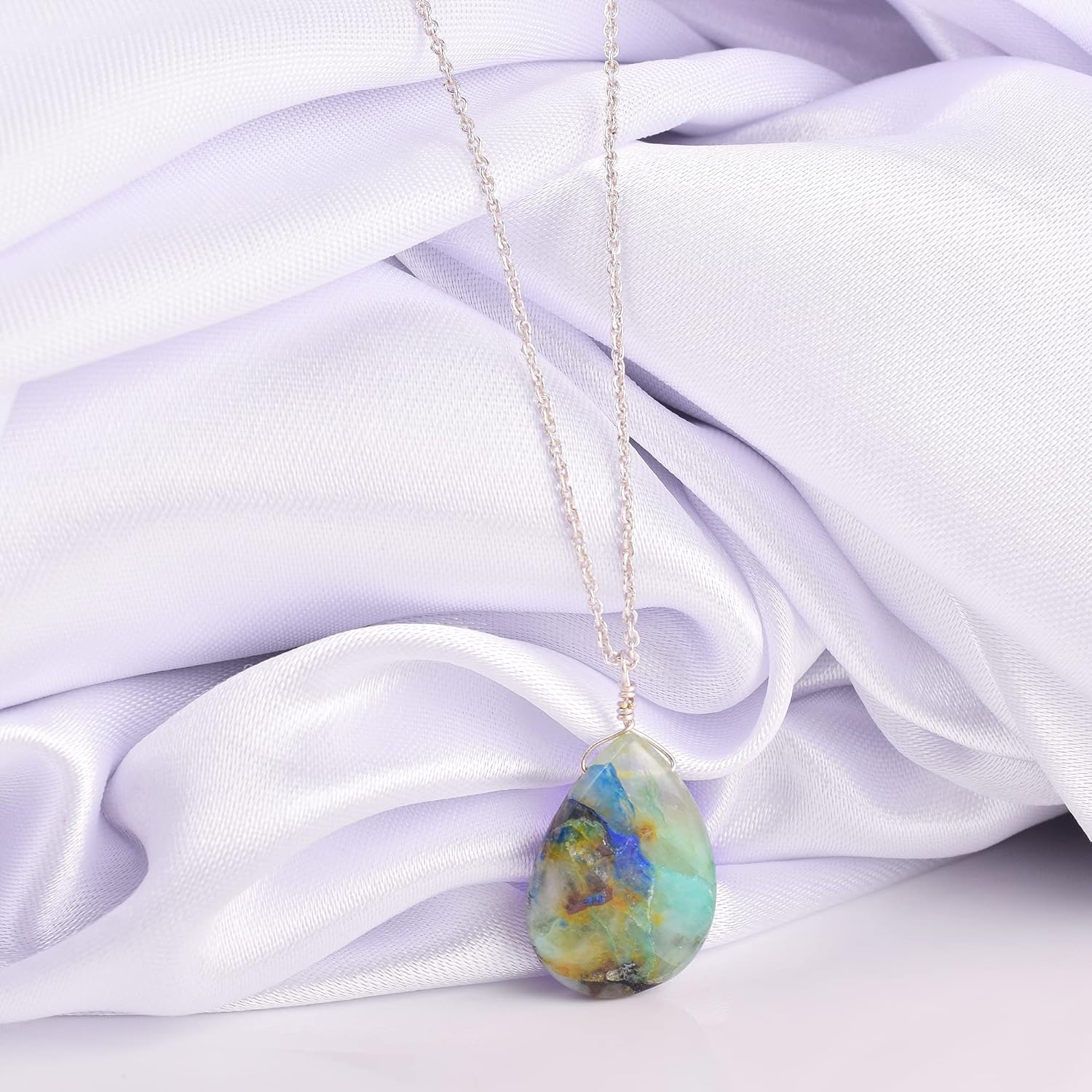 Natural Malachite Pendant Necklace for Women – Pear Cabochon Green Gemstone, Energy Healing Crystal Jewelry, 18 Inch Chain, Handmade AAA+ Gift - Image 9