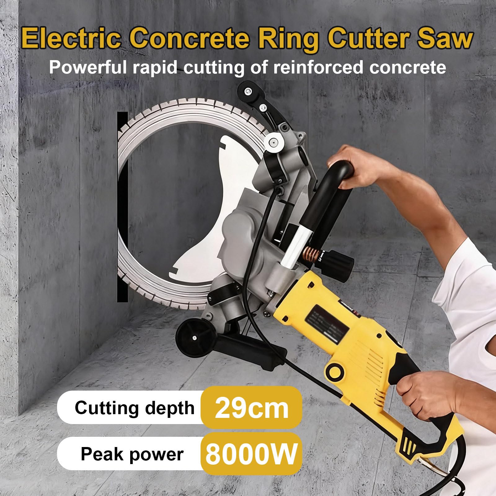 Sierra Circular Para Hormigón, Máquina Portátil De Corte De Paredes De Hormigón De 8000 W, Ranuradora Eléctrica De Pared De 2200 rpm, Disco De Diamante, Para Hormigón, Piedra, Granito 29cm