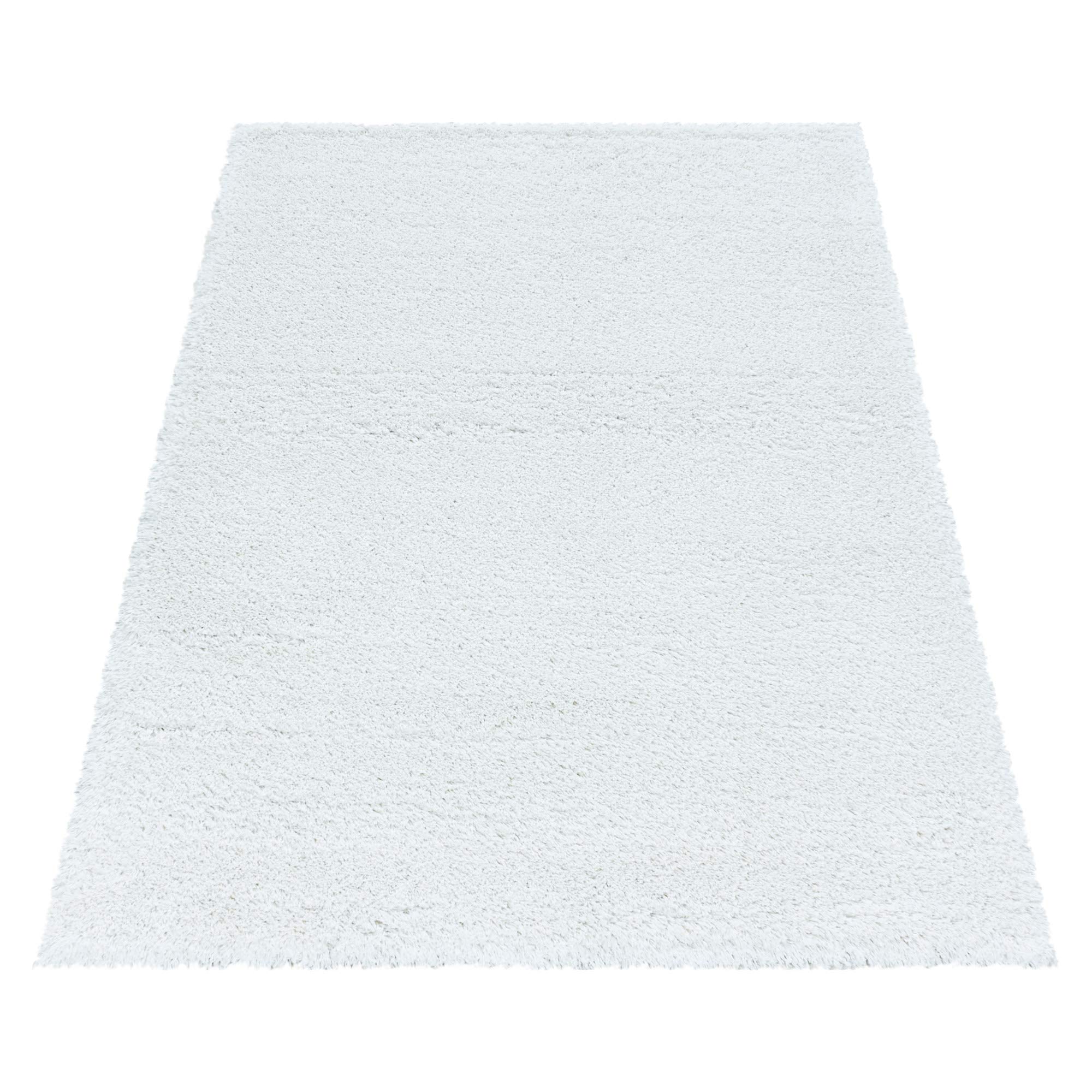 Carpettex Hochflor Teppich Wohnzimmer Shaggy Flokati Teppich Modern Einfarbig 80 x 250 cm Flur Teppich Läufer Weiß - Teppich Bettvorleger Schlafzimmer Weich Flauschig Waschbar Küchenläufer