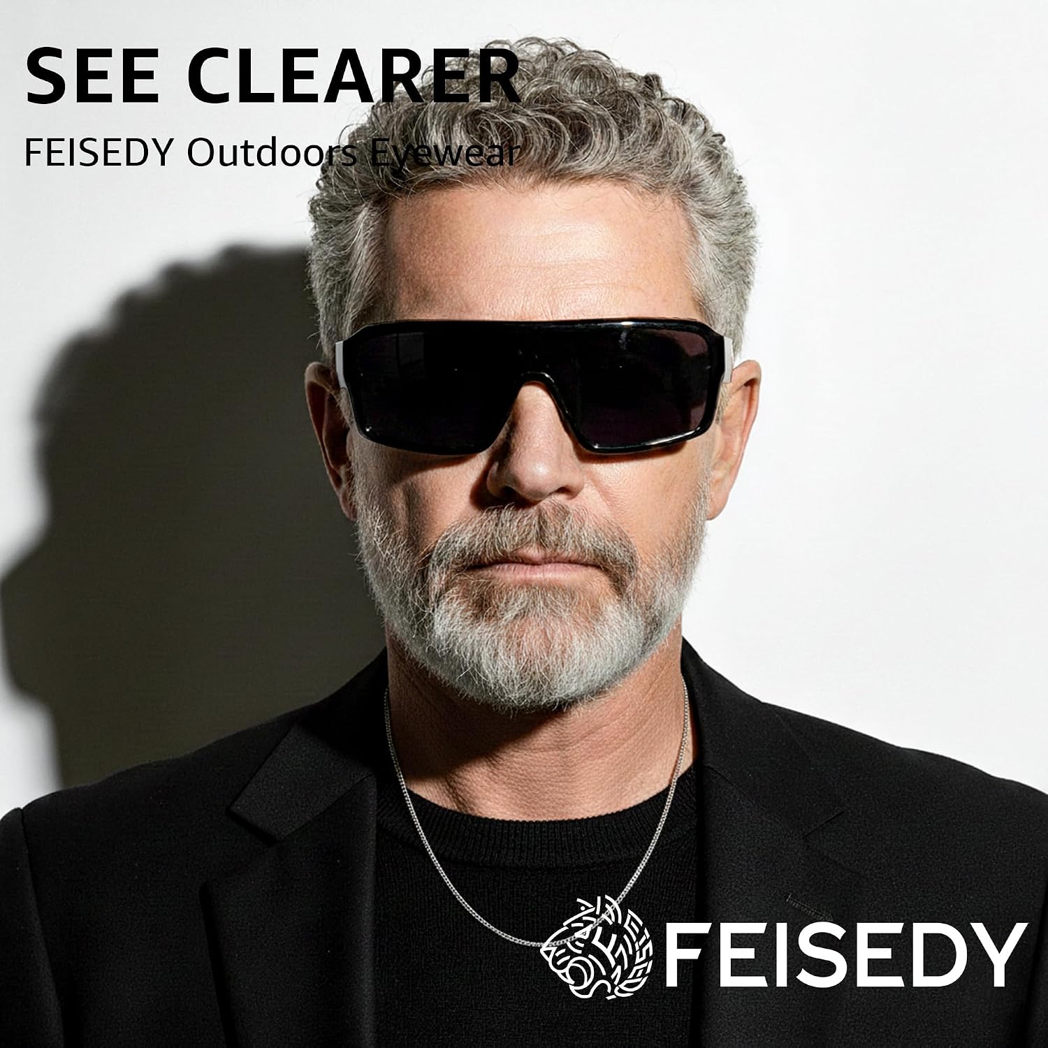 FEISEDY Oversized Square Sunglasses Fit Over Glasses for Men Women, Wrap-around One Piece Shades, Driving Outdoors B0332