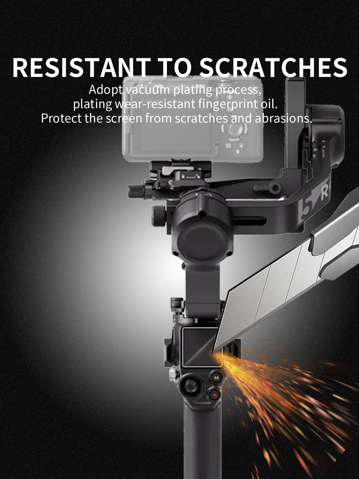 3 pellicole protettive per DJI RS5, 9H, in vetro temperato compatibile con DJI RS5, resistente, antigraffio, senza impronte digitali