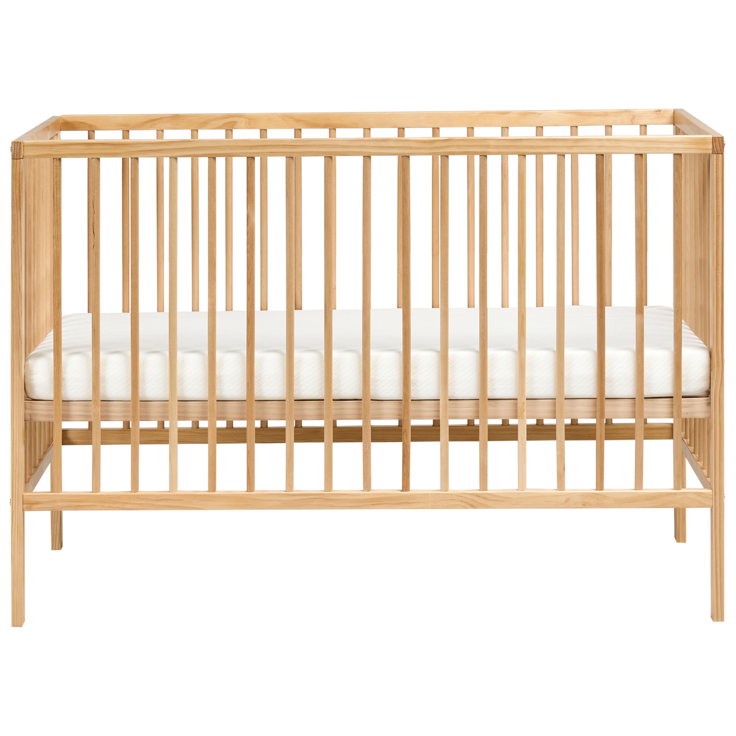 Minimalistyczne łóżeczko dziecięce regulowana wysokość 60 x 120 cm drewno sosnowe ze szczebelkami jasnobrązowe Belenger