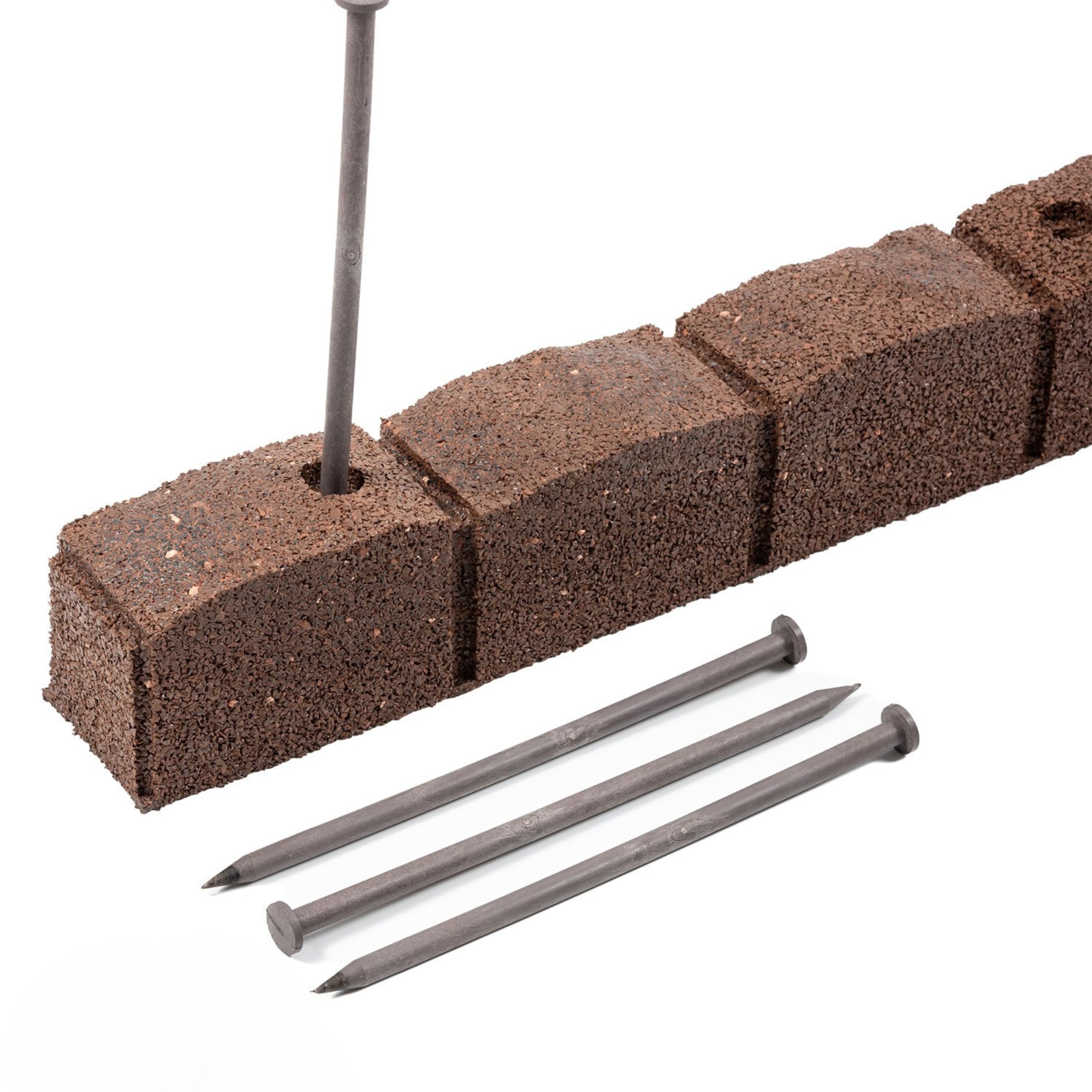 4 x Flexible Rasenkante Kunststoff 120 x 8 cm Hoch - Garten Beeteinfassung Flexibel - Braun Mähkante - Rasenkanten aus Recycling-Material – Beetumrandung Frostbestandig - Pflastersteinen