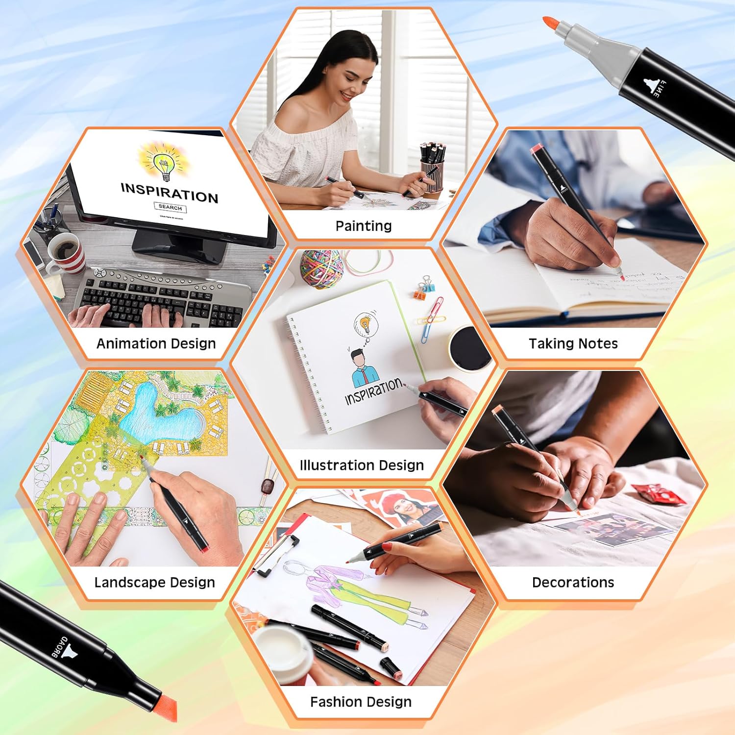 24 Colors Dual Tip Alcohol Markers Set with Storage Bag Art Markers Coloring Sketch Pens for Adults Coloring Drawing Supplies - Image 5