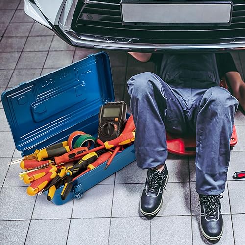Miniatura 6 de Caja de herramientas portátil de acero, caja organizadora de herramientas de metal de 16 pulgadas con cierre de doble pestillo y asa, caja de