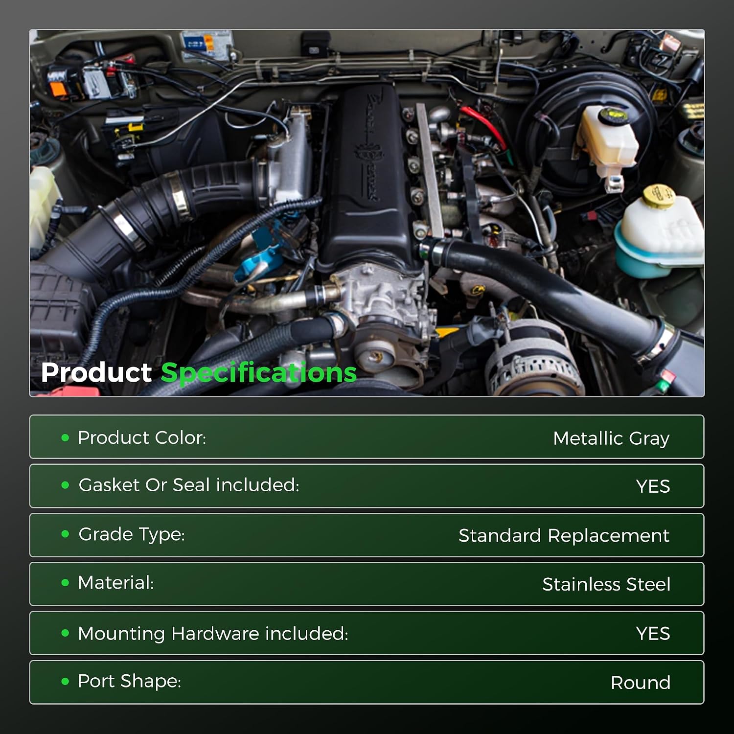 674-196 Stainless Steel Exhaust Manifold & Gasket Kit Replacement for Grand Cherokee Wrangler 4.0L