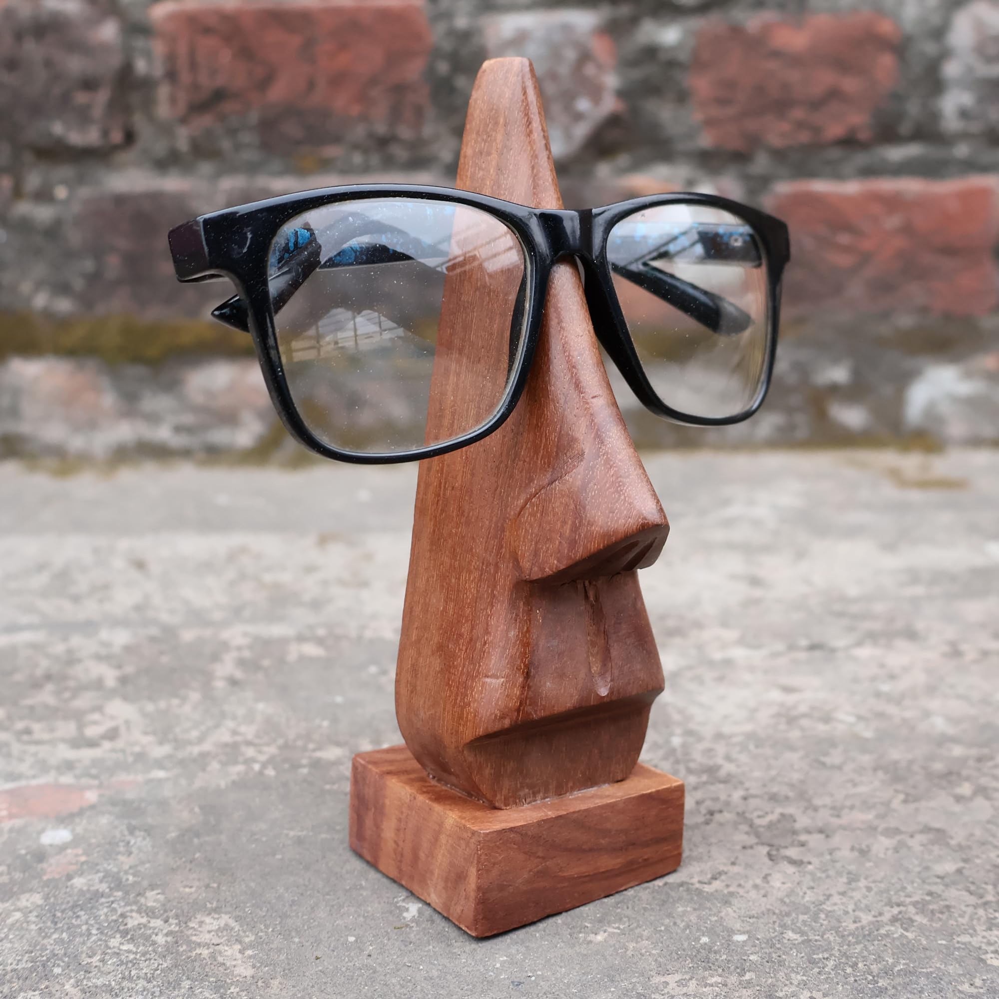 Wooden Spectacle Holder Wood Stand for Eyeglasses - Wood Glass Stand Spectacle Holder Nose Shape for Office or Home, Perfect for Mother's/Father's Day Gift for Him/Her
