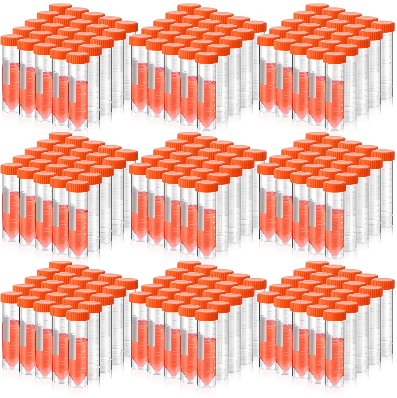 Xuhal 400 provette per centrifuga autoportanti da 50 ml, 28 x 116 mm, in plastica, con tappo, fiale coniche con tappo a vite, segni graduati per esperimenti scientifici, liquidi, forniture per feste