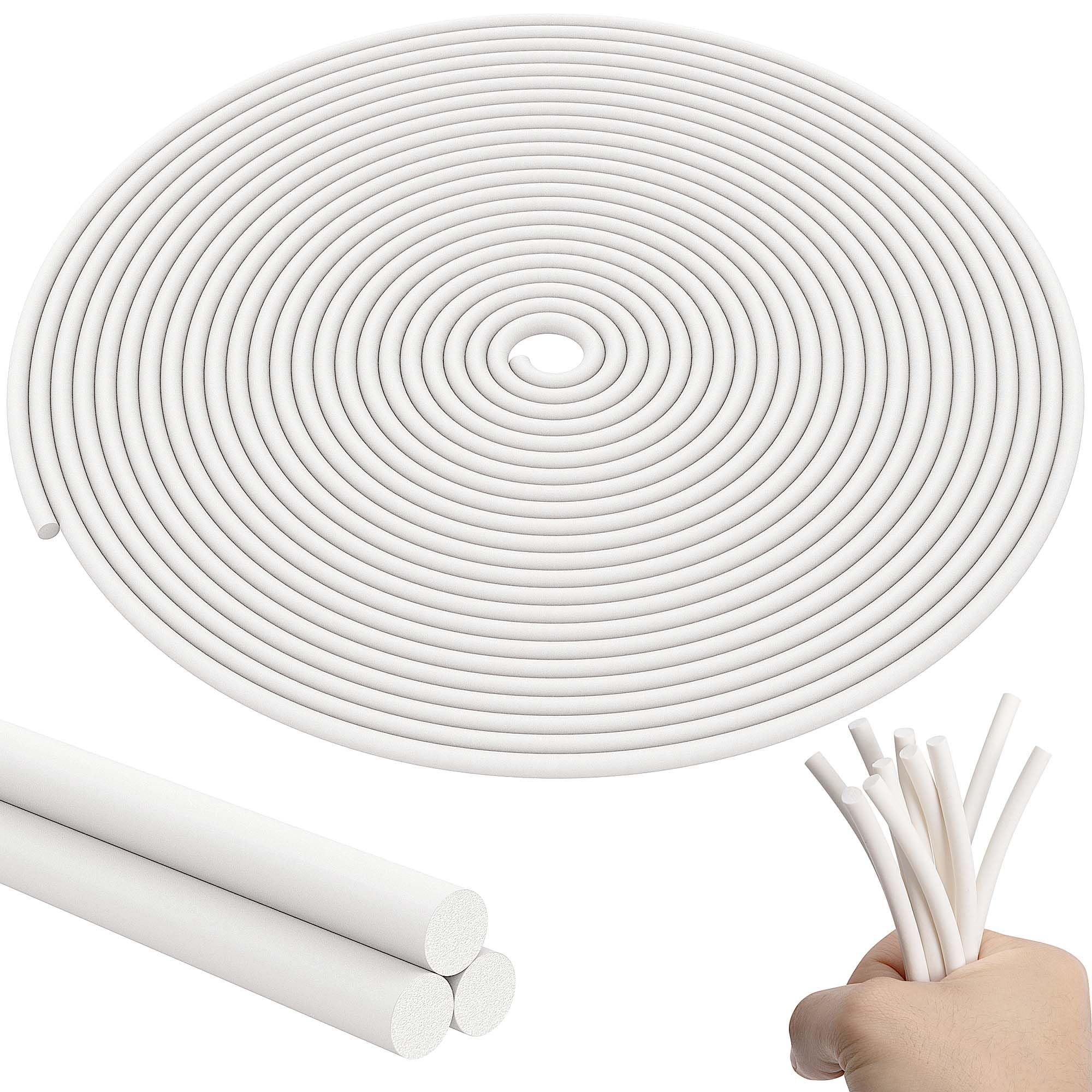 moonoom 32.8Ft Foam Silicone Backer Rod, White Crack Caulk Saver, Concrete Expansion Joint Filler for Wall Tile Gaps Joints Filling and Sealing (1/4