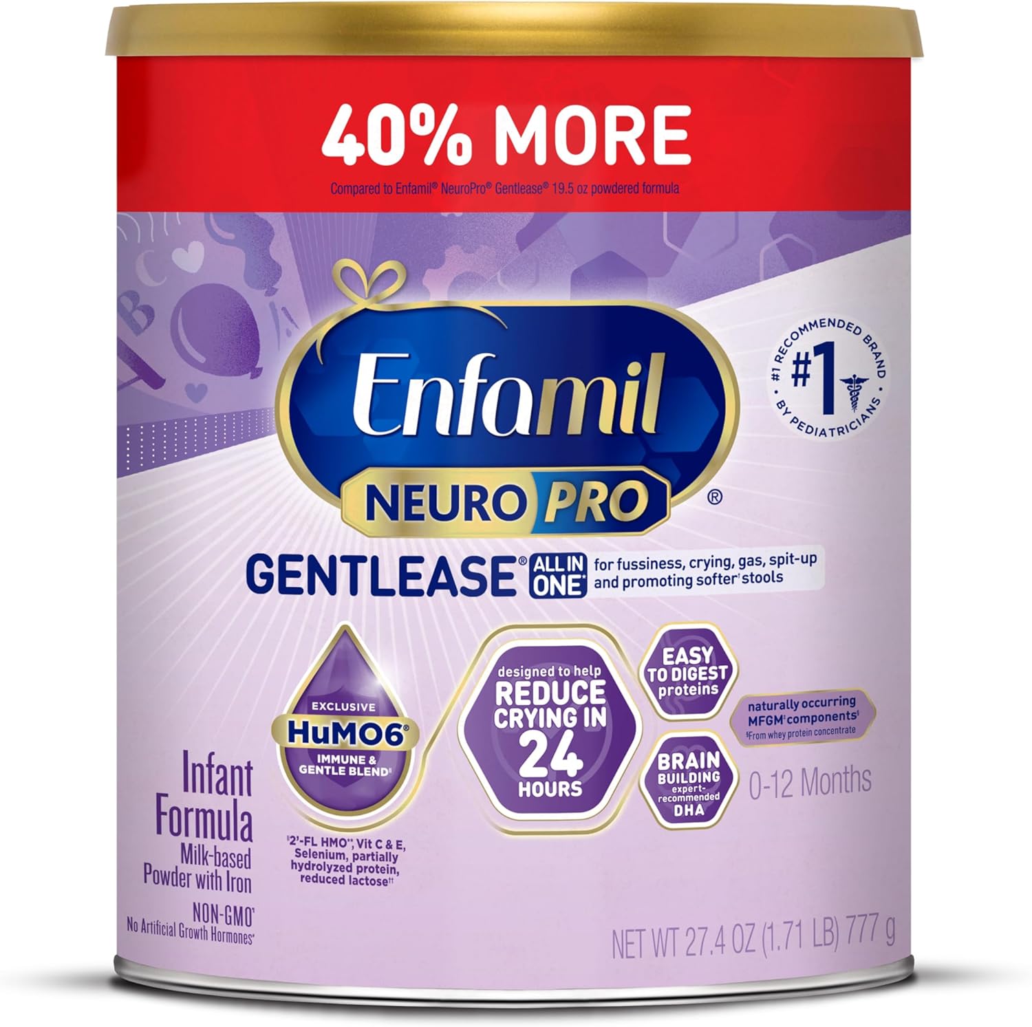 Enfamil NeuroPro Gentlease Baby Formula, Brain Building DHA, HuMO6 Immune  Blend, Designed to Reduce Fussiness, Crying, G - Main Image