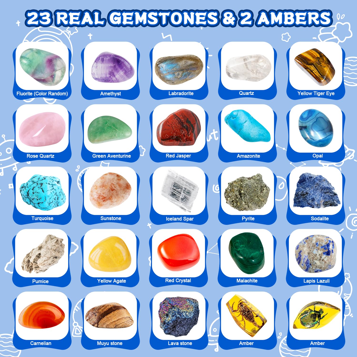 Adventskalender 2024 Kinder, 24 Tage Weihnachts Adventskalender Countdown, Natürliche Edelsteine Mineralien Weihnachtsgeschenke für 6 7 8 9 10, 12 Jahre Jungen Mädchen