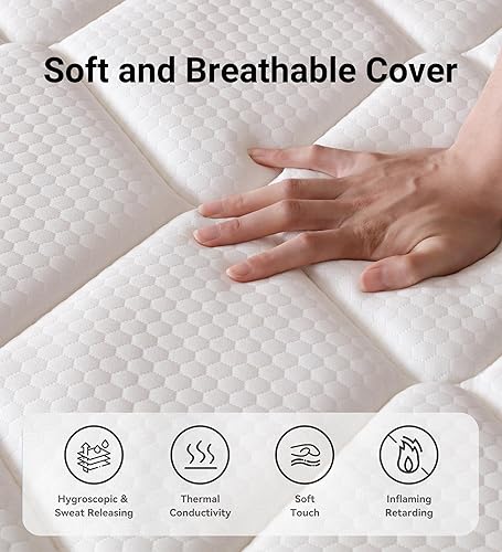 Miniatura 6 de OGlAWA Colchón de tamaño matrimonial, colchón híbrido de espuma viscoelástica de gel de 12 pulgadas en una caja, colchón matrimonial con resorte
