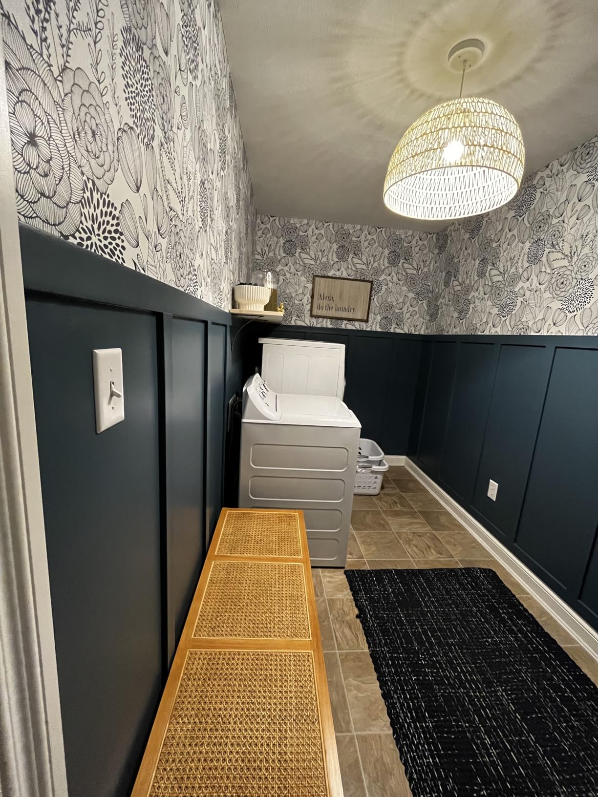 6/mo Finance NuWallpaper NUS3830 Navy Secret Garden Peel & Stick Wallpaper, Blue Buy Now