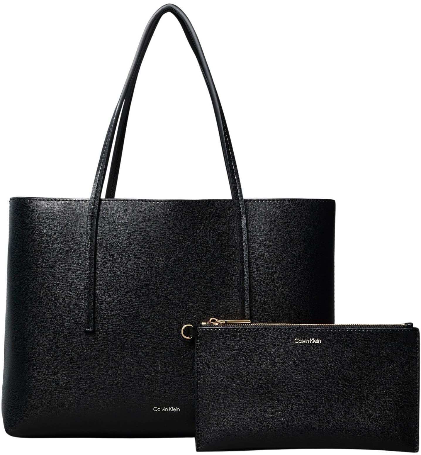 Calvin Klein Women’s Small Tote Bag with Detachable Bag, Black (Black/Toasted Coconut), One Size