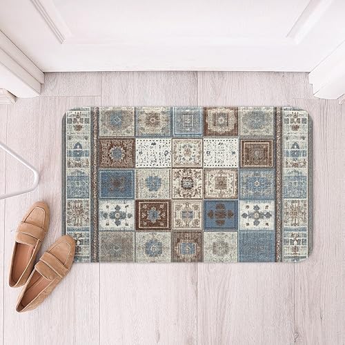 Miniatura 66 de Erosebridal Tapete de baño oriental vintage, Art Deco floral para puerta de entrada, tapete de baño tribal bohemio, tapete de baño tradicional