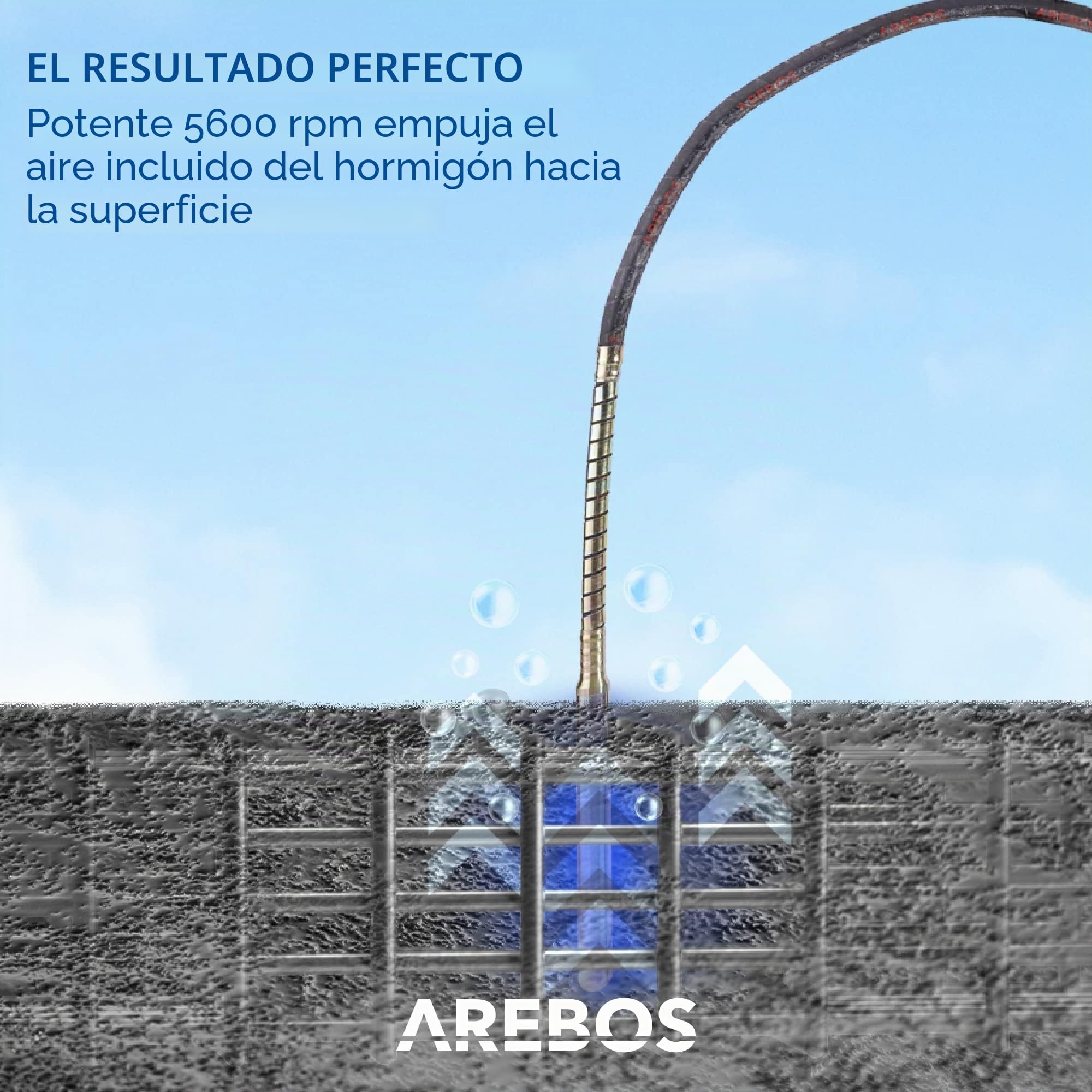 Arebos Vibrador de hormigón | Aguja vibrante electrica | Vibrador de construcción eléctrico | 800W | longitud de varilla vibratoria de 1,5m | para concreto