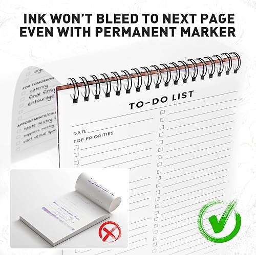 Miniatura 5 de Paquete de 6 blocs de notas de lista de tareas con múltiples secciones funcionales, 5.2 x 8 pulgadas, 35 hojas, agenda diaria con espiral,