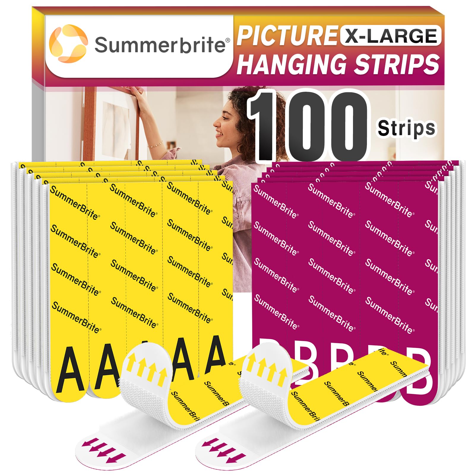 Tiras para colgar cuadros sin dañar pared cinta extraíble posters Summerbrite