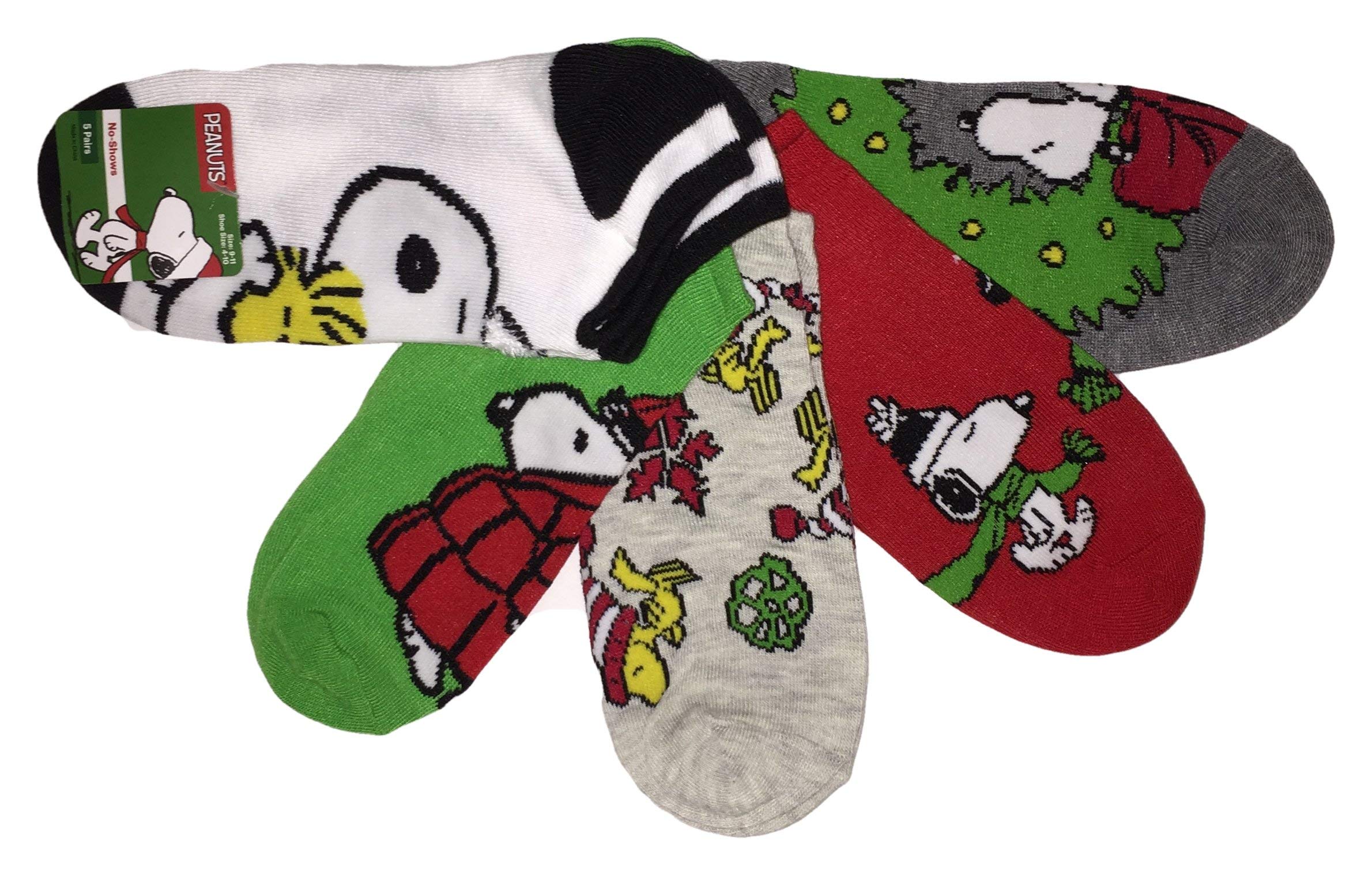Women's Snoopy Holiday 5 Pack No Show Socks