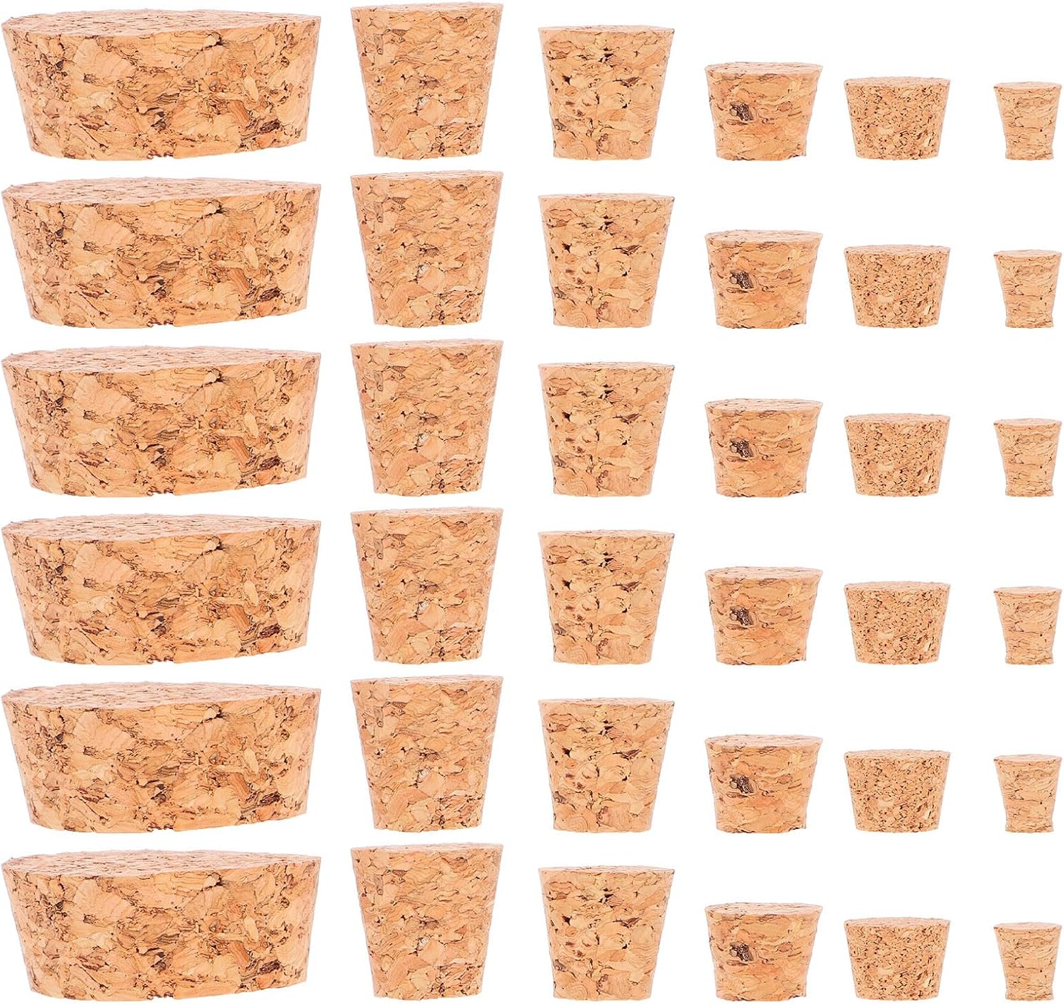60pcs Tapered Cork Stoppers Set for Bottles and Containers, Khaki
