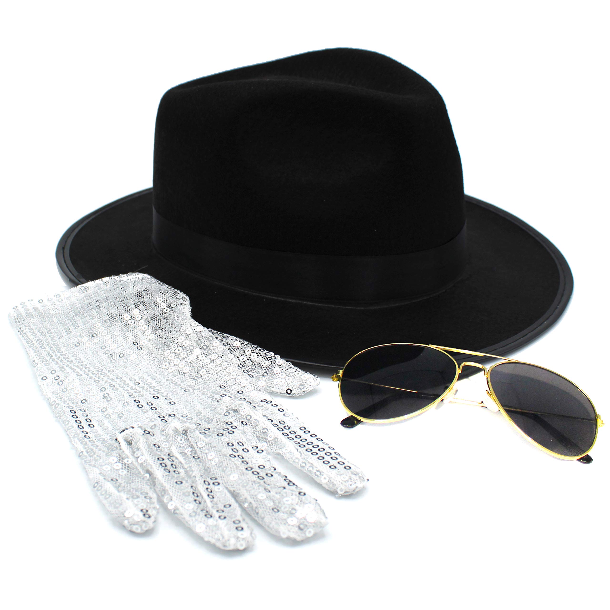 Buy Fedora Hat, Sequin Glove and Sunglasses Costume Accessory Set Pop