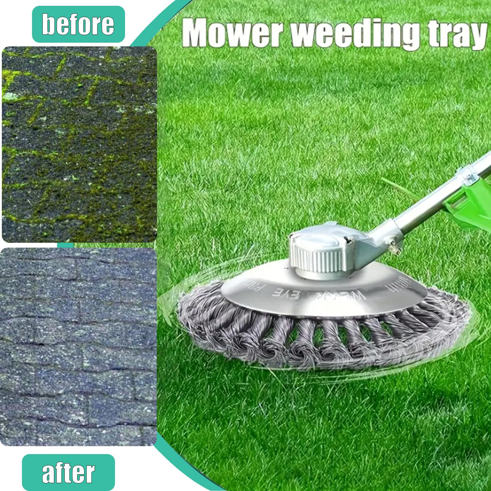 Cabezal cortador de alambre de acero irrompible de 10 pulgadas, rueda resistente para malas hierbas para grietas de entrada, aceras, pavimentos y grandes áreas, cepillo giratorio universal, se adapta