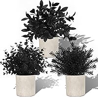 Vista 1 de Der Rose Paquete de 3 mini plantas falsas en maceta, plantas artificiales de eucalipto de plástico para el hogar, oficina, escritorio, granja, Negro