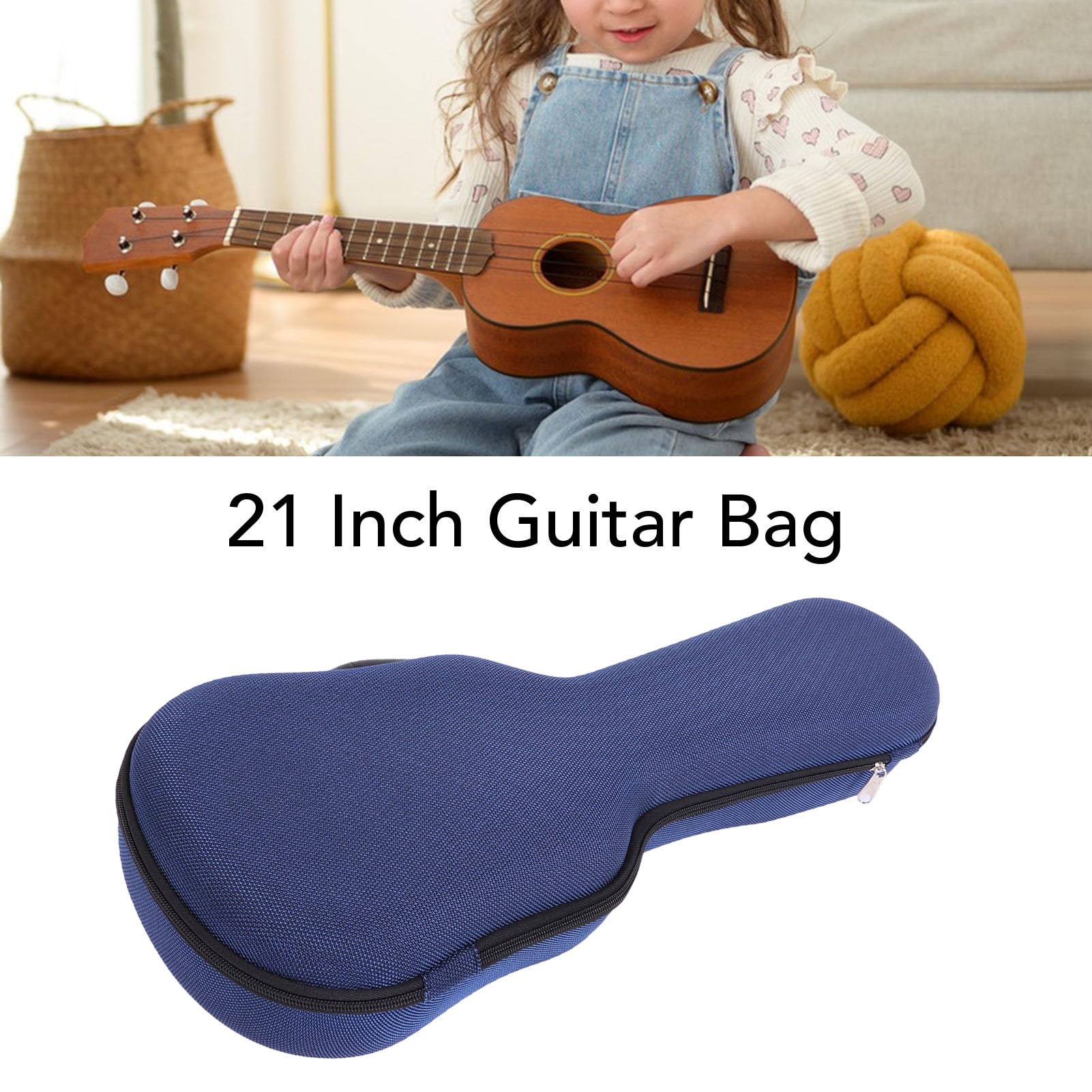 Tbest Funda para Guitarra Acústica de 21 Pulgadas, Resistente Al Agua, Duradera y Ligera, con Correa para el Hombro Desmontable para Almacenamiento de Viaje, Tela de Poliéster 1200D, (BLUE)