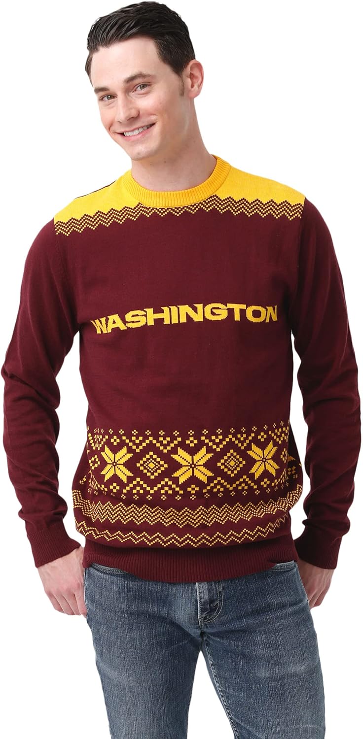 FOCO Men's NFL Big Logo Two Tone Knit Sweater