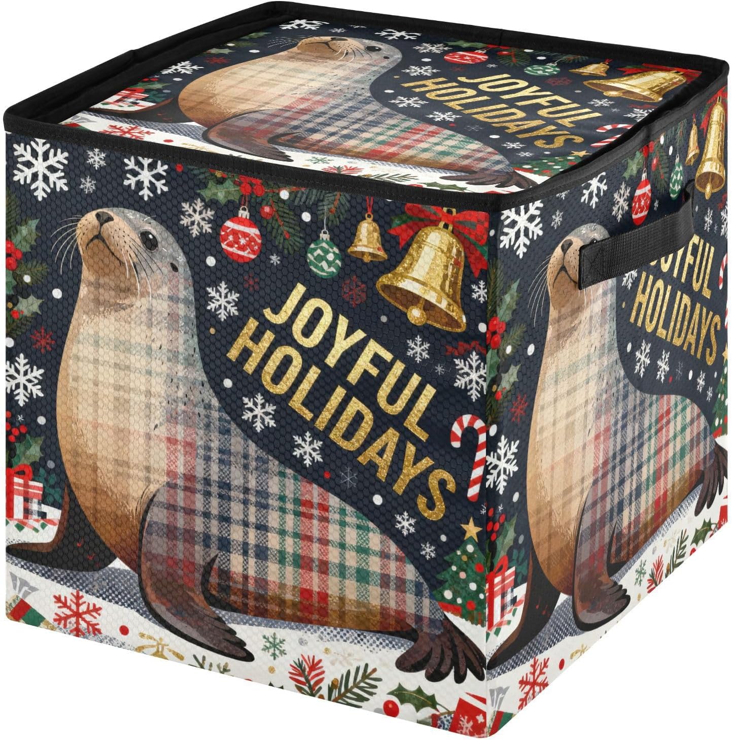 High Capacity Christmas ornament storage bag Holds Up to 64, Zippered Top telescoping Holiday Storage Case with Lid,Seal Christmas Navy Blue