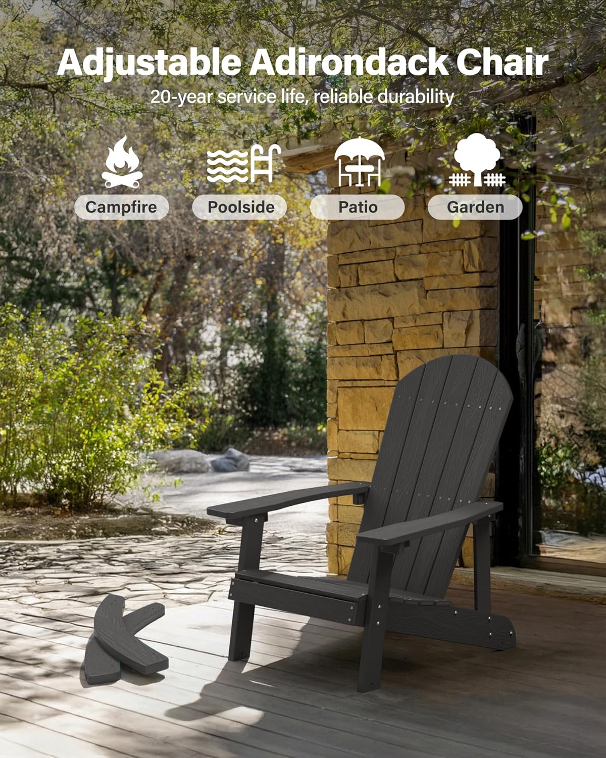 YEFU Outdoor Rocking Chair Set of 2,Adirondack Rocking Chair,Patio Rocker Chair with Wide Back,Oversized Rocker Chair Look Like Real Wood, for Lawn, Porch, Backyard, Indoor and Garden(Black)