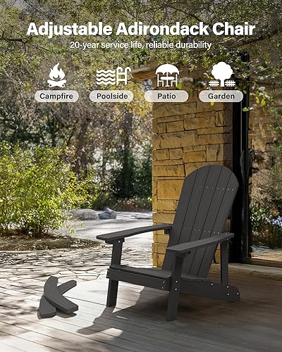 Miniatura 7 de YEFU Mecedora para exteriores, mecedora Adirondack, silla mecedora de patio con respaldo ancho, silla mecedora de gran tamaño con aspecto de madera