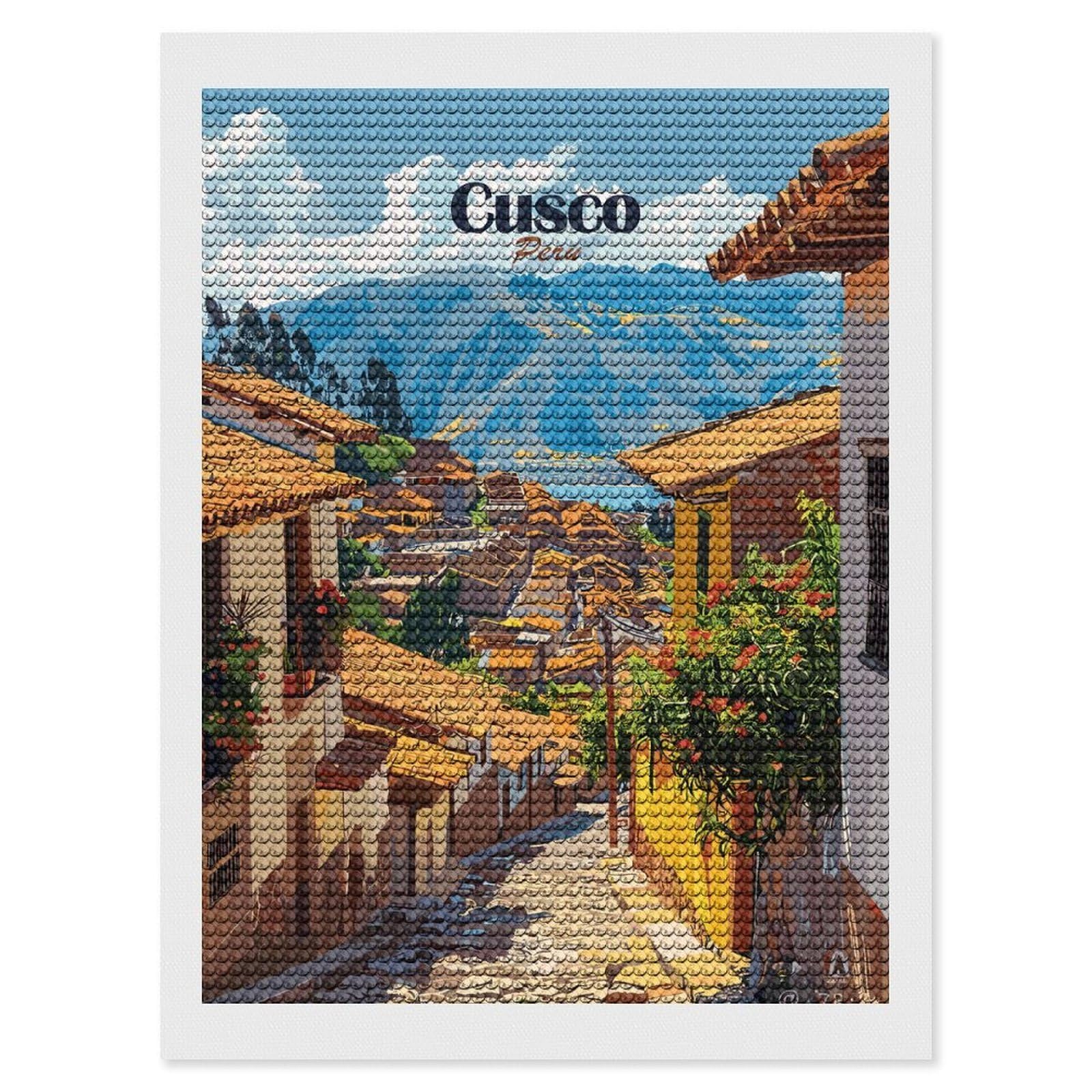 Junmoney Cusco, Peru Cityscape Diamond Painting Kit 12"x16", Easy Handmade Project, Easy to Enjoy, Aesthetic Room Decor, Christmas Gift