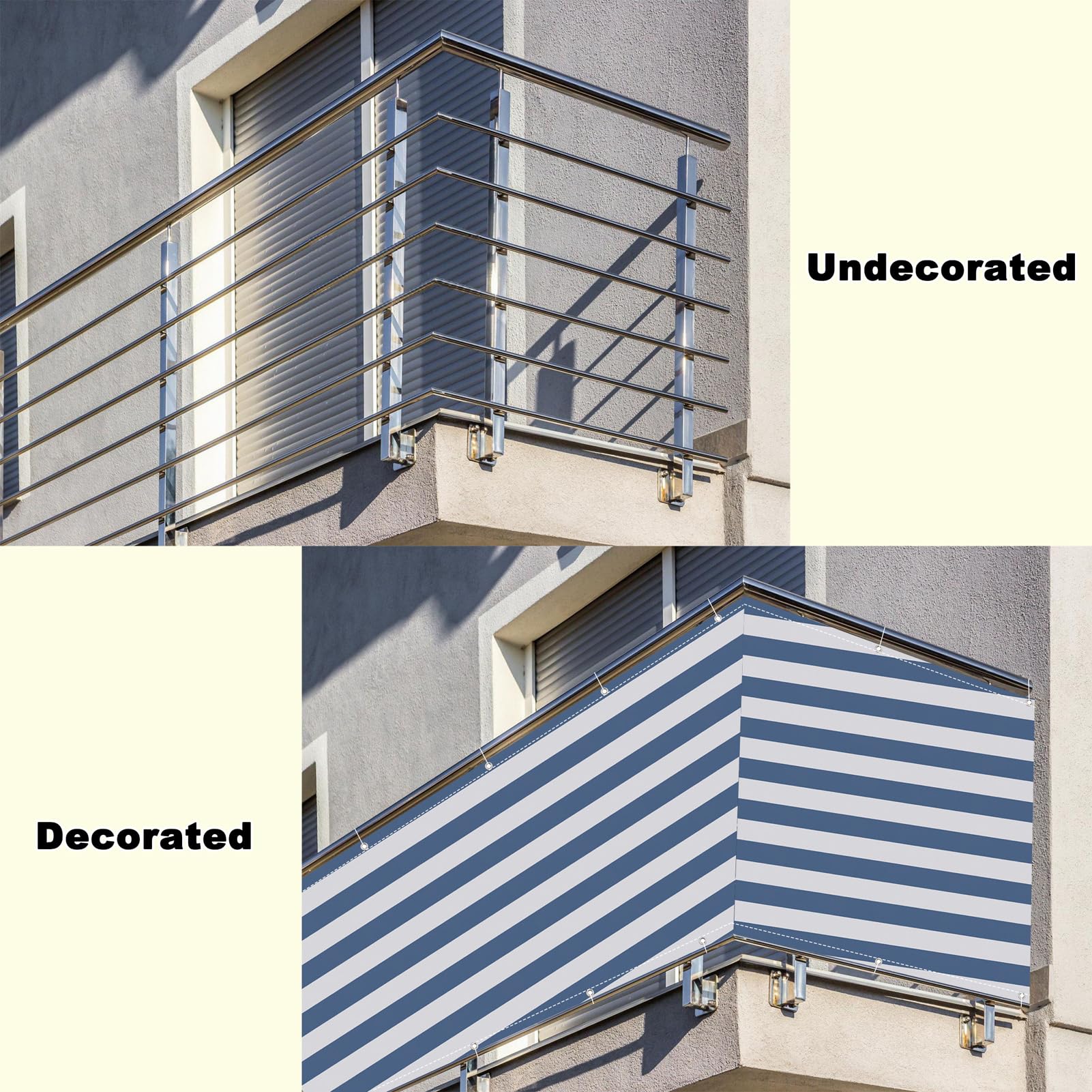 Gardens24 - Griglia per balcone, 2 x 2,5 m, resistente alle intemperie, ai raggi UV e al vento, con fascette e corda, per patio, piscina, portico, recinzione