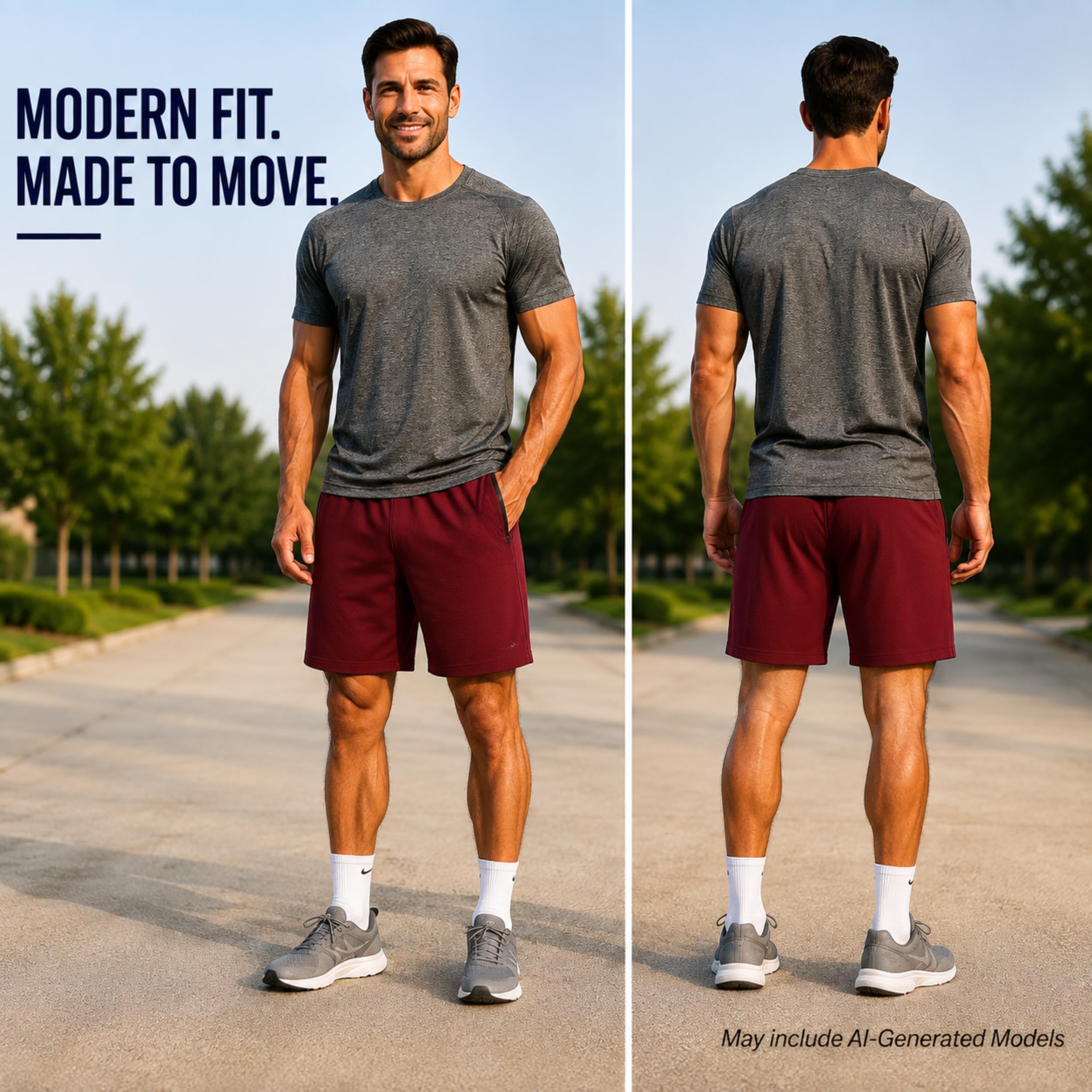 Paquete de 4: pantalones cortos deportivos de malla de secado rápido para hombre de 8 pulgadas con bolsillos con cremallera (disponible en tallas grandes y altas)