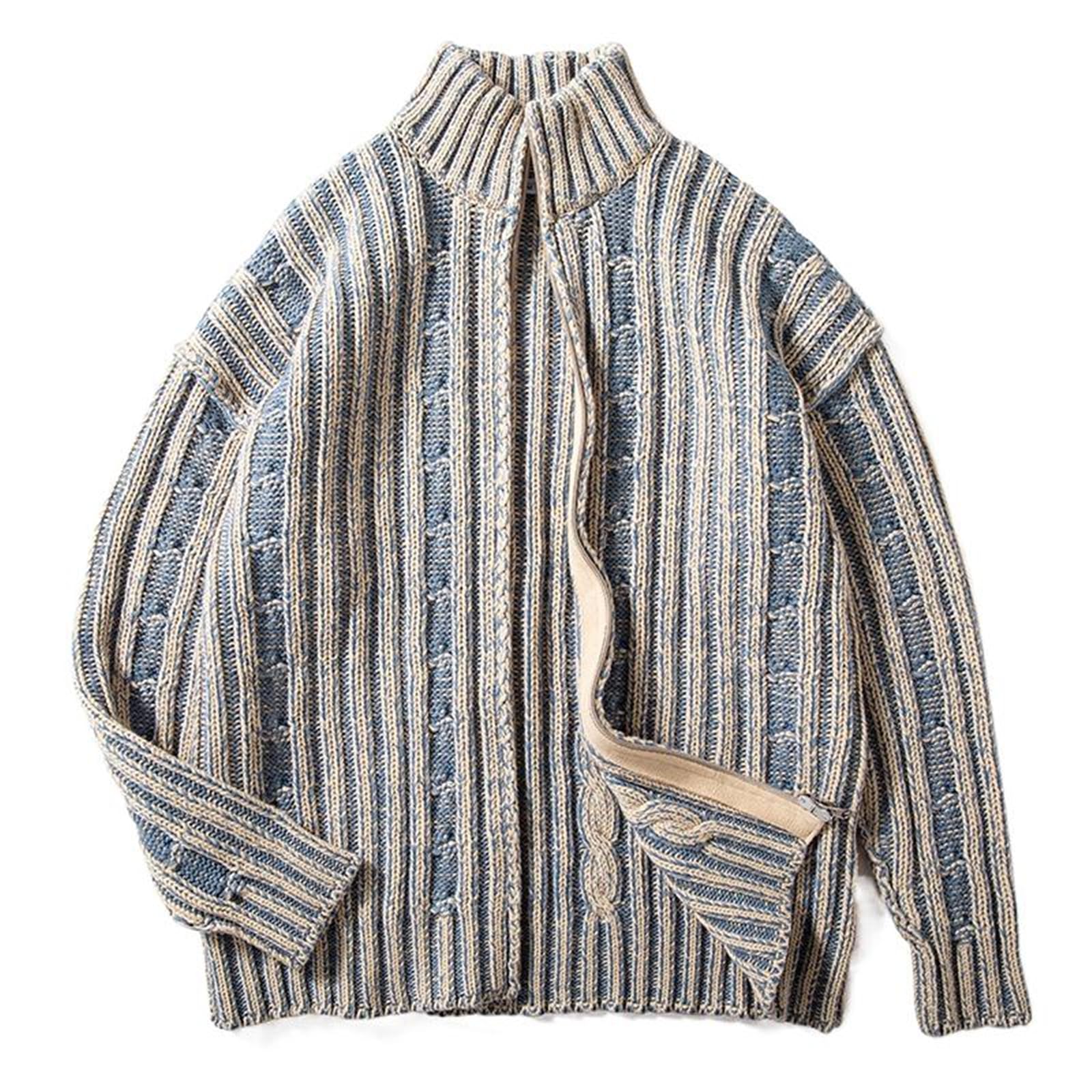 Męski sweter z dzianiny jesienno-zimowy ciepły luźny codzienny codzienny sweter z długim rękawem swetry płaszcze